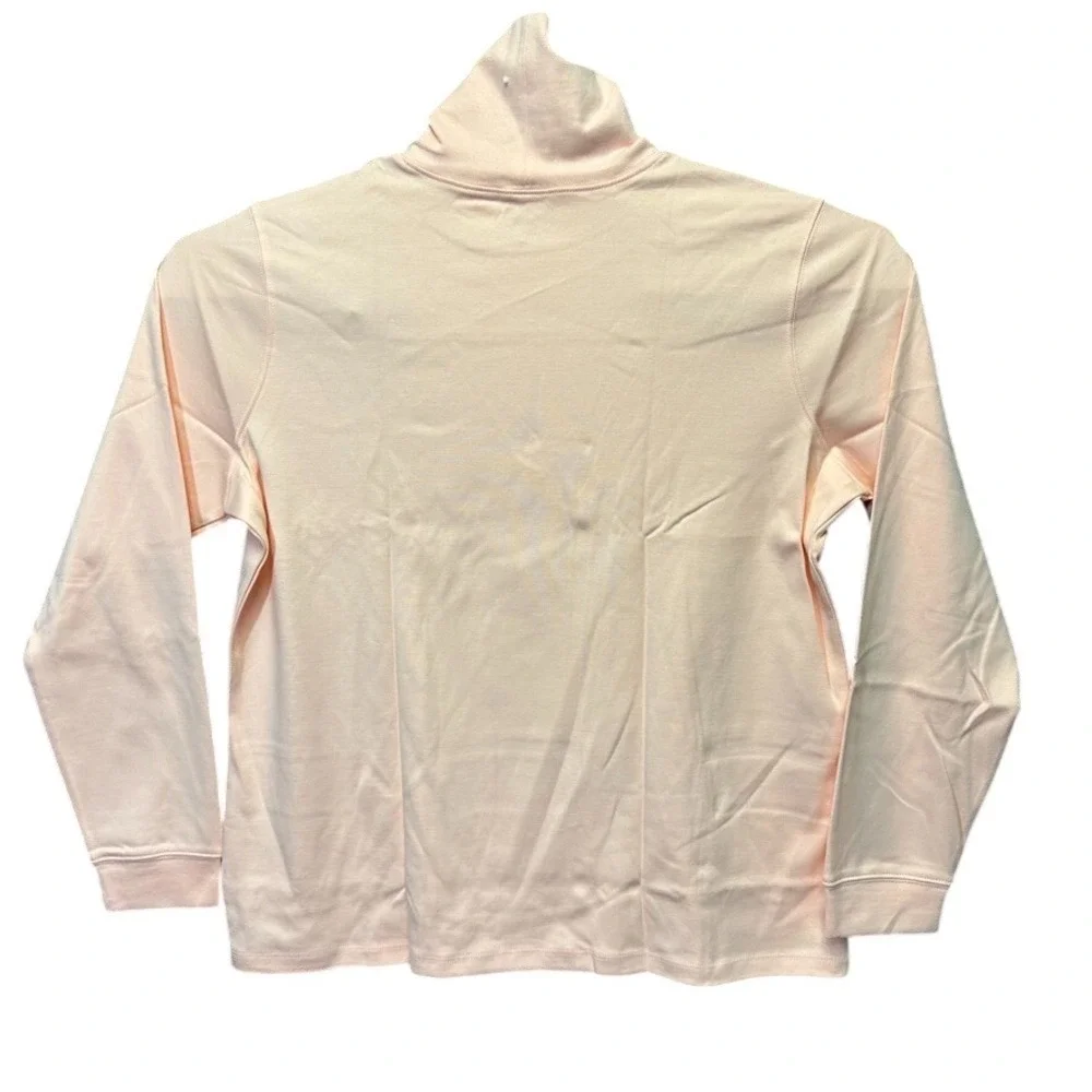 NWOT LL Bean Interlock Turtleneck Peach Pink Cotton Long Sleeve Top XL Regular